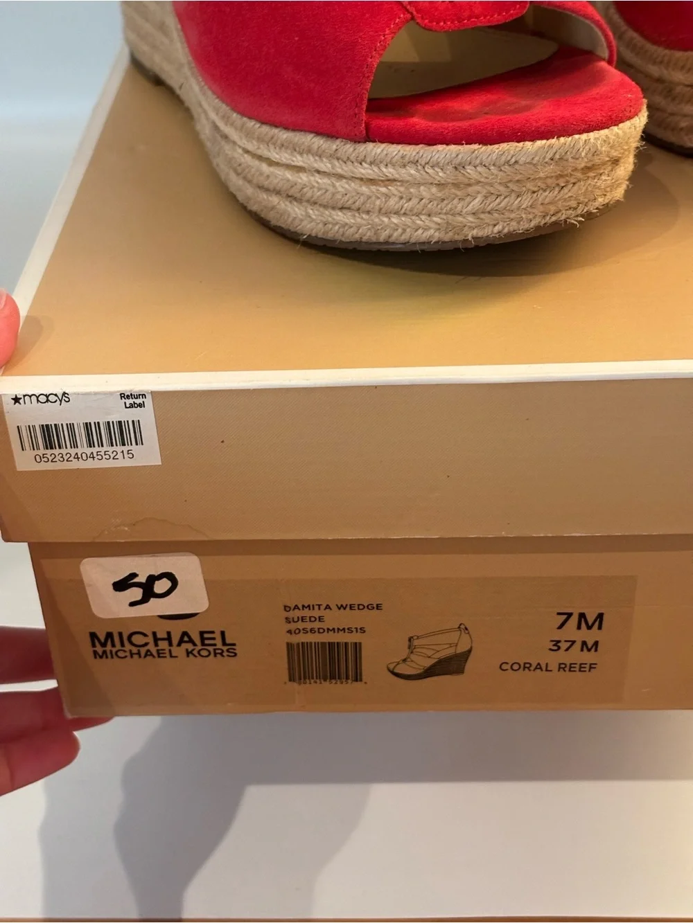 Michael Kors Damita Wedge suede in coral, 7M
